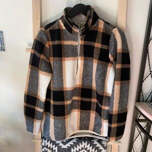 Plaid Fleece Quarter-Zip Sweatshirt
